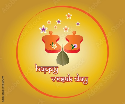 Indian Buddha Purnima festival(vesak day) with text, illustration is showing Buddha seating and absorbed in meditation 