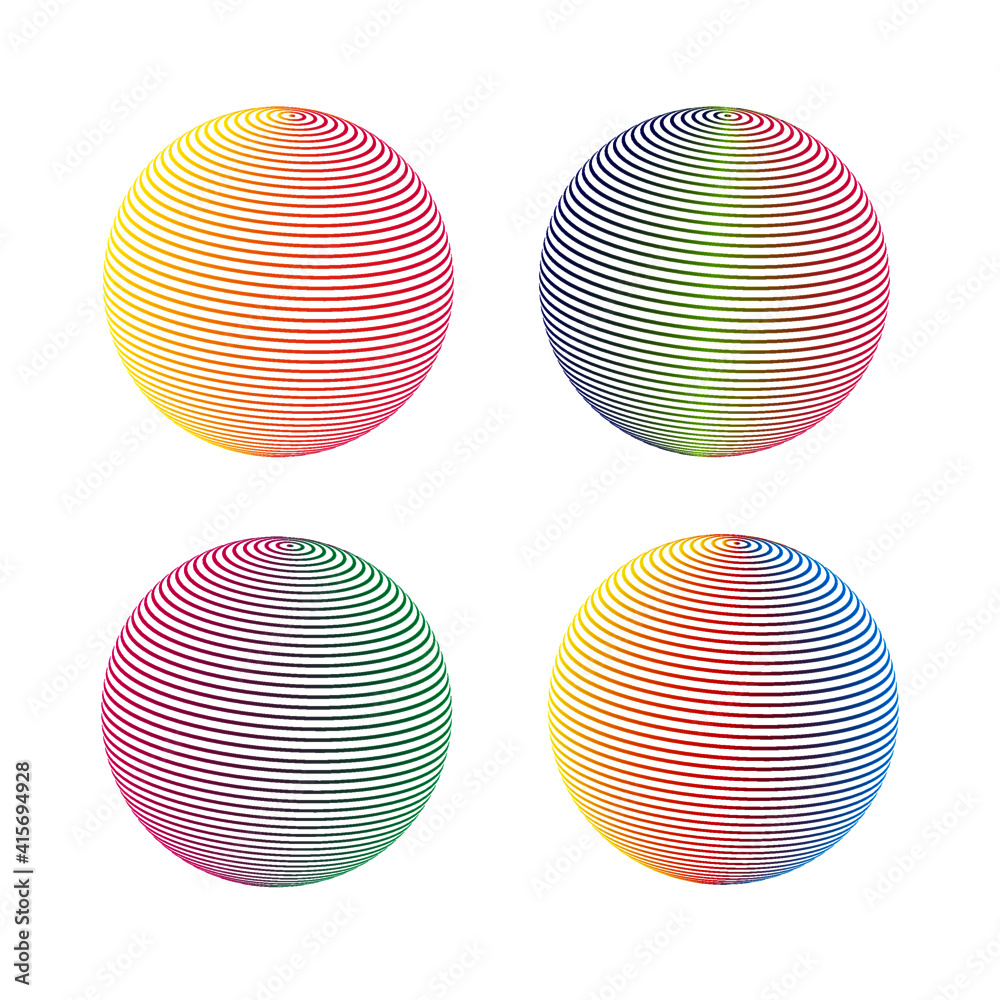 set of colorful spheres