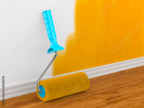 Painting of wall. Roller br...