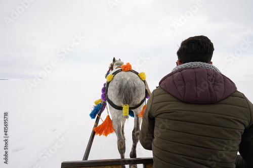 from turkey, kars, cildir lake, ardahan, east train, east express, snow sled, frozen lake, sleigh, ice phaeton, travel, east tour, holiday, must see place, horse photo