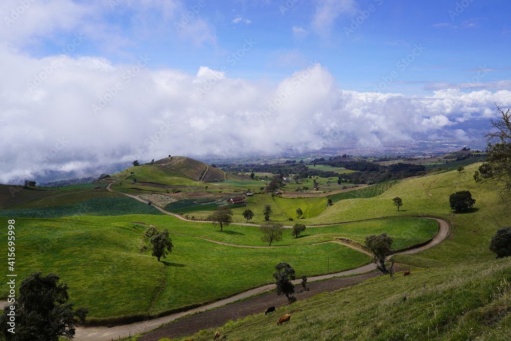 Beautiful aerial view of the Meadow hills in Cartago Costa Rica Beautiful aerial view of the Meadow hills in Cartago Costa Rica