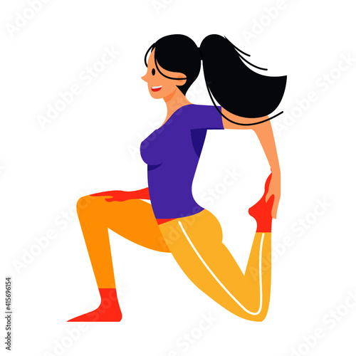 Girl leg press exercise vector illustration