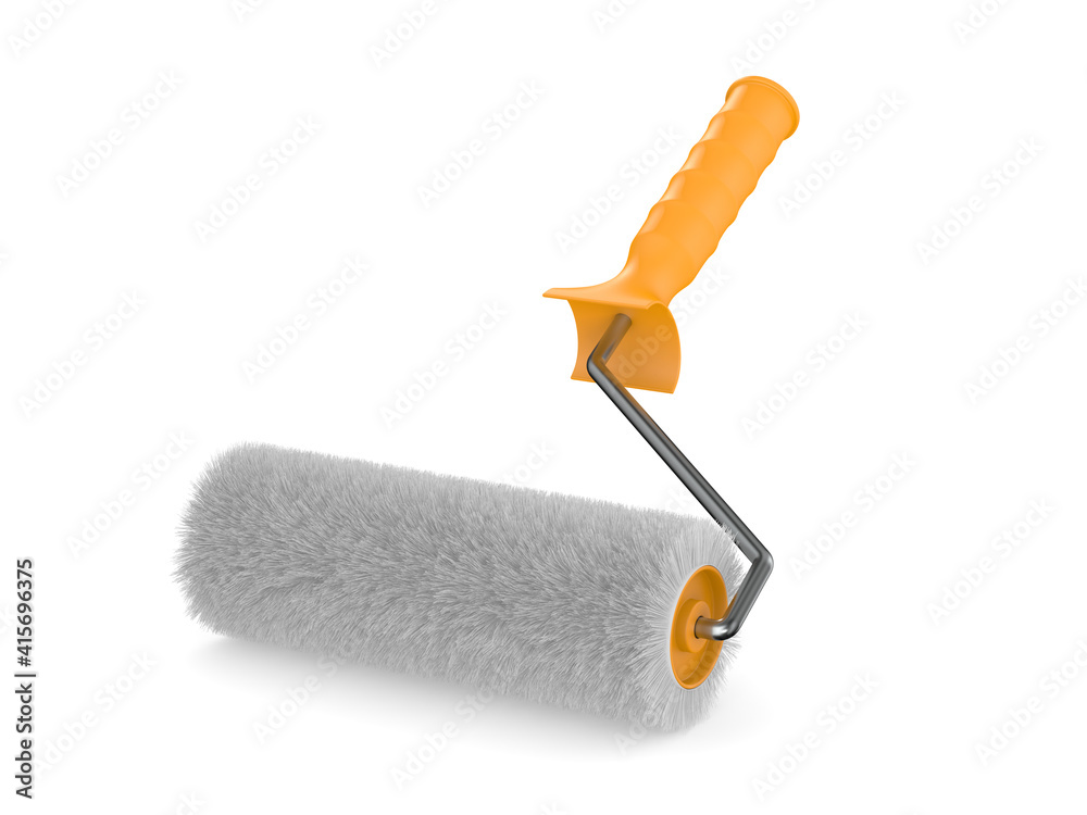 Obraz premium roller brush on white background. Isolated 3D illustration