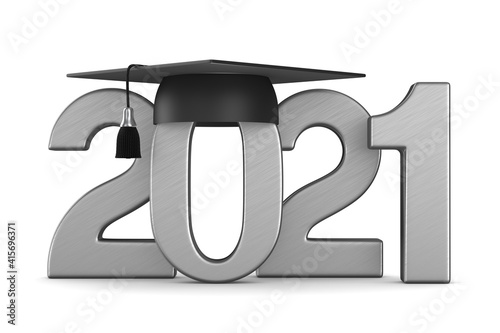graduation cap on white bac...