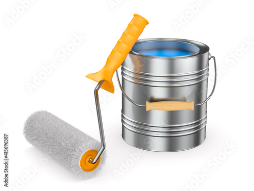 roller brush and can with c...