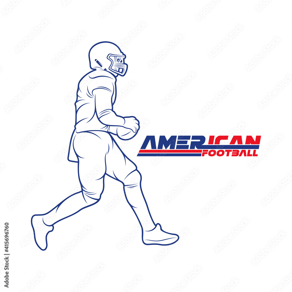 American football player concept outline vector illustration design