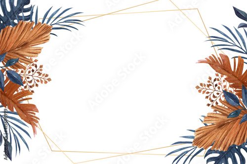 Navy blue and rust color floral frame perfect for wedding, bridal shower or other special event
