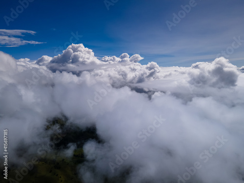 Beautiful aerial view of the Meadow hills in Cartago Costa Rica 