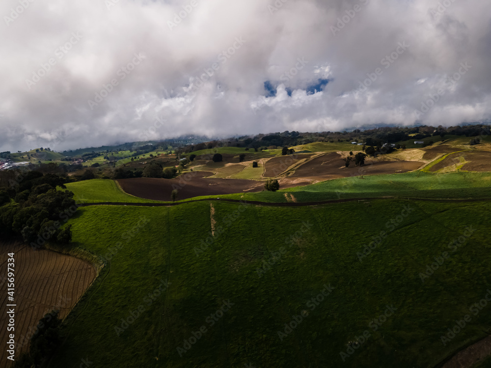 Beautiful aerial view of the Meadow hills in Cartago Costa Rica Beautiful aerial view of the Meadow hills in Cartago Costa Rica