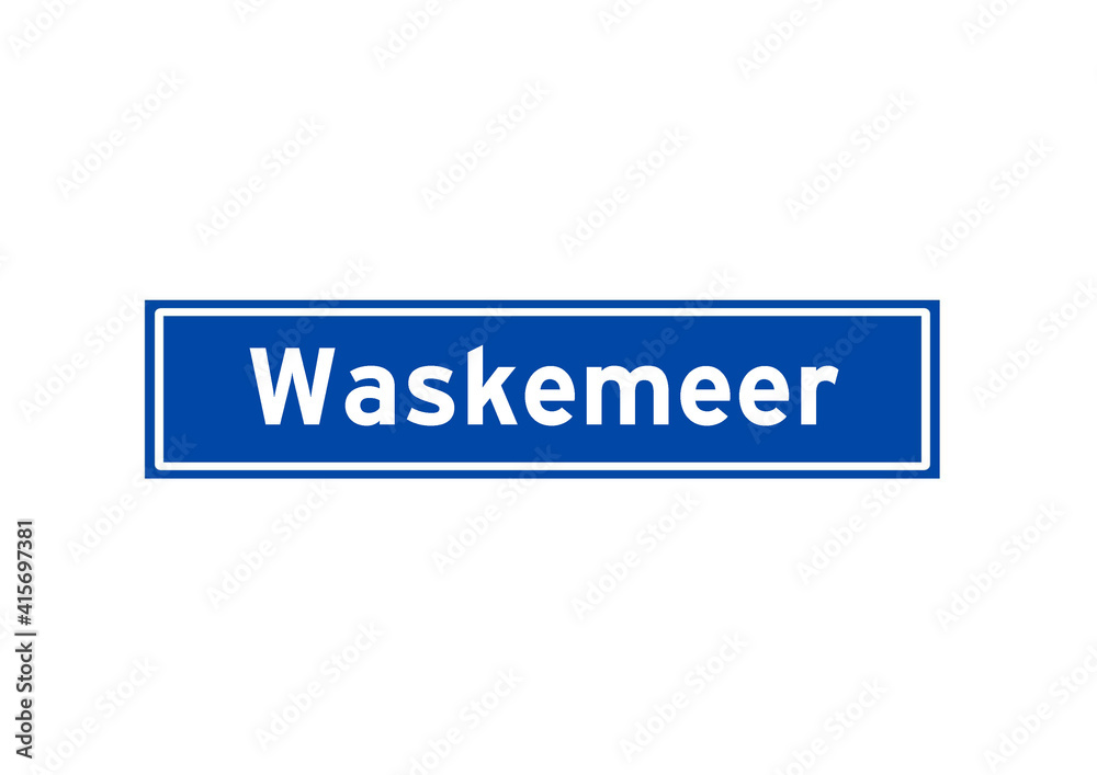 Waskemeer isolated Dutch place name sign. City sign from the Netherlands. Waskemeer isolated Dutch place name sign. City sign from the Netherlands.