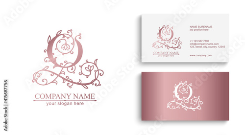 Premium Vector Q logo. Monnogram and business cards. Personal logo or sign for branding an elite company.