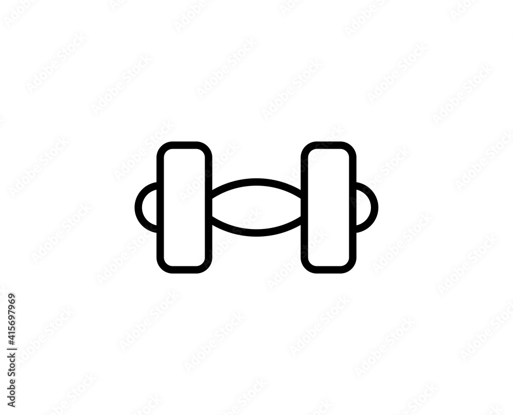 Dumbbells flat icon. Thin line signs for design logo, visit card, etc. Single high-quality outline symbol for web design or mobile app. Dumbbells outline pictogram.