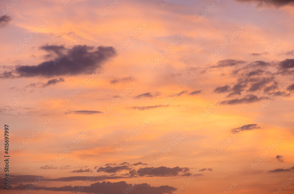 Sunset cloudy sky, clouds with background. 