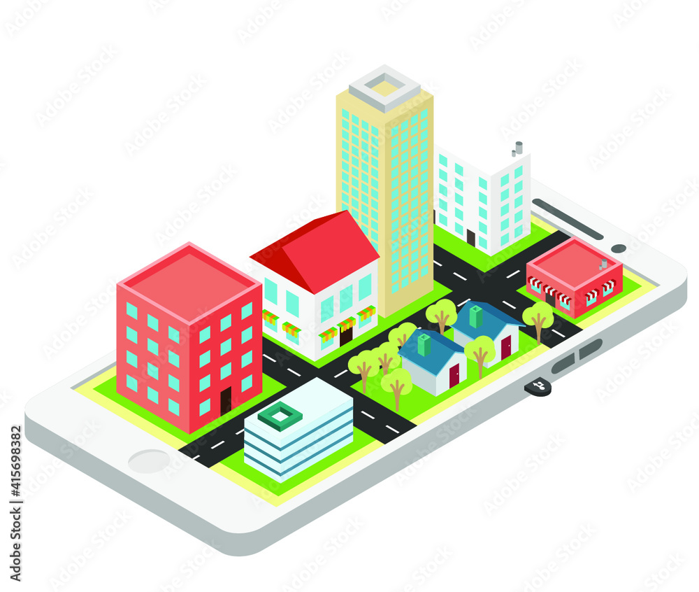 Smart city building planning diagram vector design