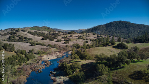 Aerial view of American river near Coloma California 