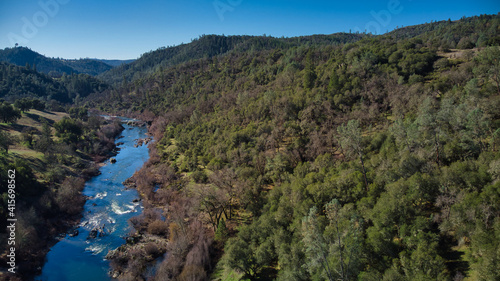 Aerial view of American river near Coloma California  photo