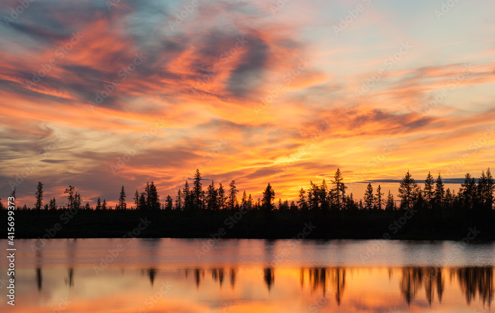 sunset over the river