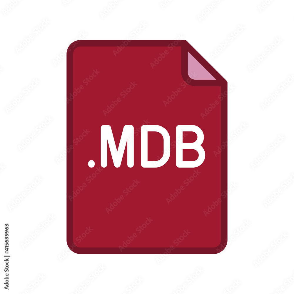 MDB file format filled outline icon. Linear style sign for mobile concept and web design. Simple color symbol. Vector illustration isolated on white background. EPS 10.