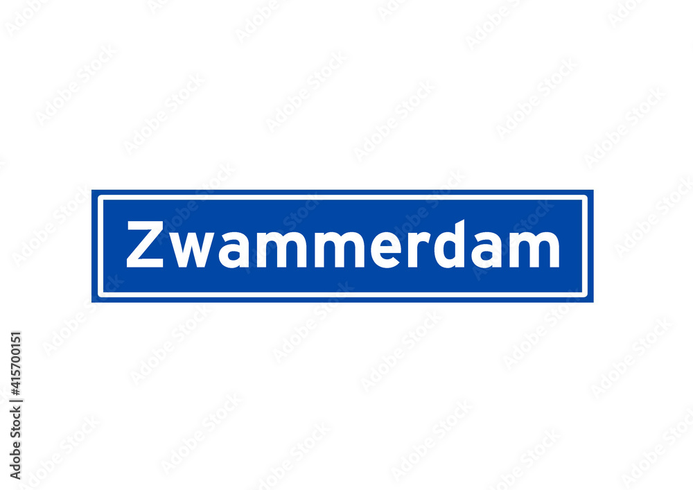 Zwammerdam isolated Dutch place name sign. City sign from the Netherlands.