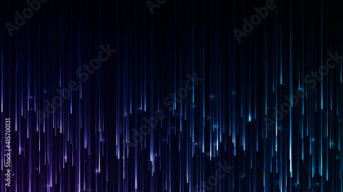 Falling sparks. Abstract dark background with glowing rays. Widescreen vector wallpaper with lights.