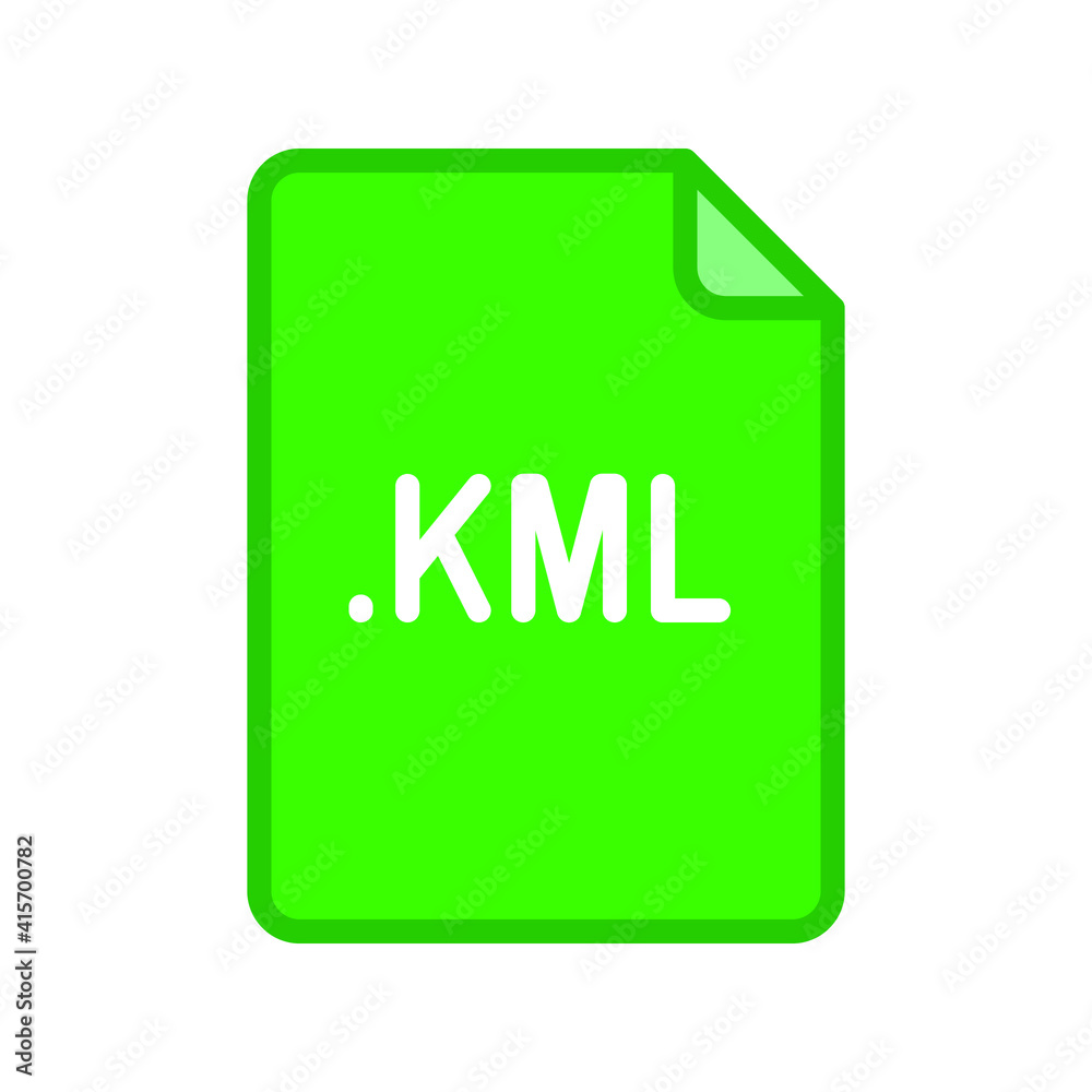 KML file format filled outline icon. Linear style sign for mobile concept and web design. Simple color symbol. Vector illustration isolated on white background. EPS 10.