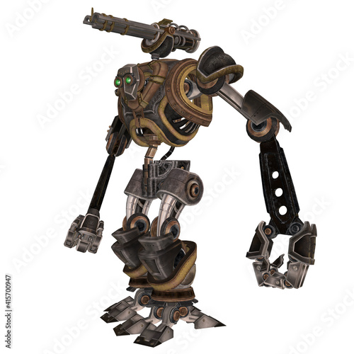 3d render of a steampunk robot