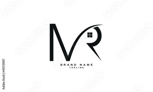 MR, Real Estate Business Logo Template, Building, Property Development, and Construction Logo Vector Design