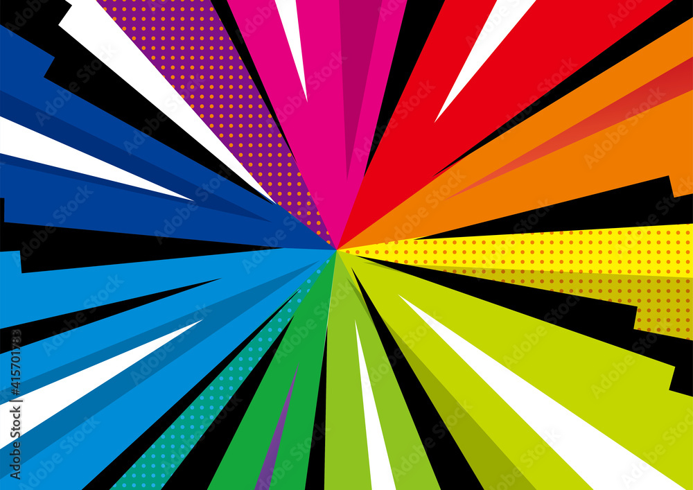 カラフルな放射線集中線背景バックグラウンド アメコミ漫画コミック レインボーカラー Stock Vector Adobe Stock
