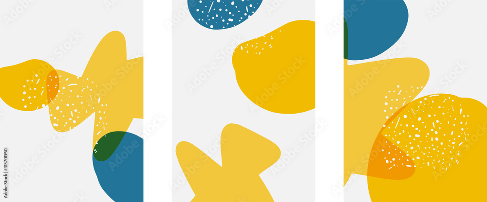 Fototapeta premium Hand drawn doodle shapes, wall art painting style, vector abstract background templates. A4 poster design or for covers, banners, flyers