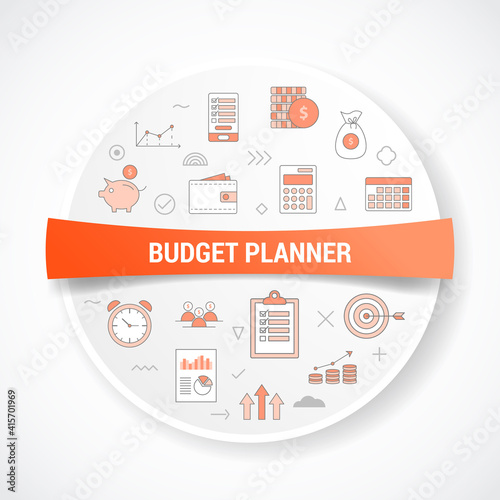 budget planner concept with icon concept with round or circle shape