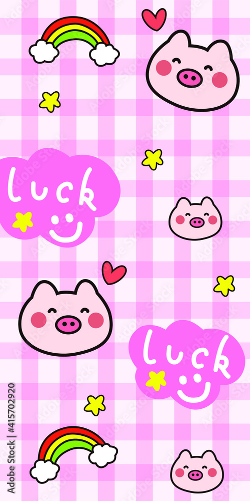 Lucky piggy decorative painting vector design illustration