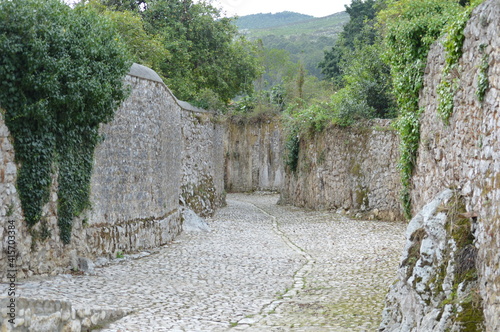 s stoned alley in the road to santiago. Cantabria, Spain