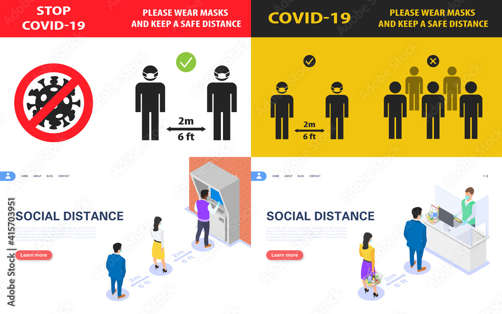 Set concept for social distancing banners, measures of prevention and protection against the spread of covid-19. Set concept for social distancing banners, measures of prevention and protection against the spread of covid-19.