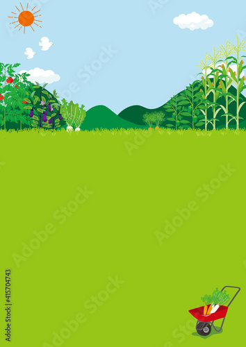 畑の風景　イラスト