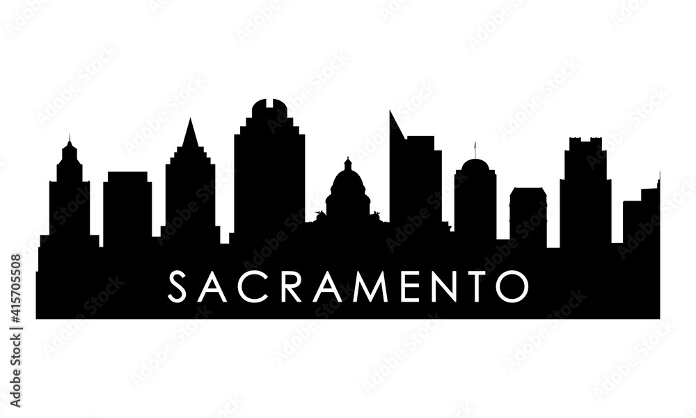 Sacramento skyline silhouette. Black Sacramento city design isolated on white background.