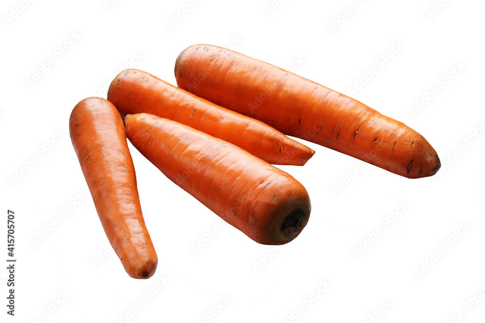 Carrot fruits, isolated on a white background Carrot fruits, isolated on a white background