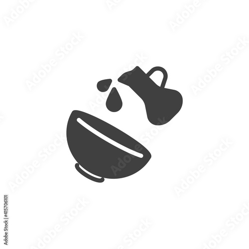 Cooking oil and bowl vector icon. Mixing ingredients filled flat sign for mobile concept and web design. Adding oil glyph icon. Symbol, logo illustration. Vector graphics