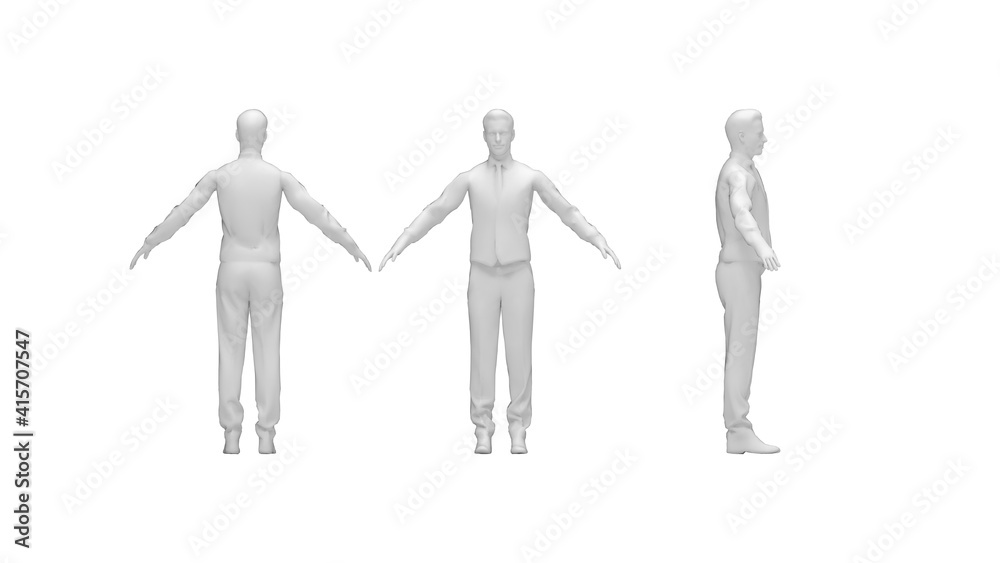 3D rendering of a man dressed chique business like with his arm spread. 3D rendering of a man dressed chique business like with his arm spread.