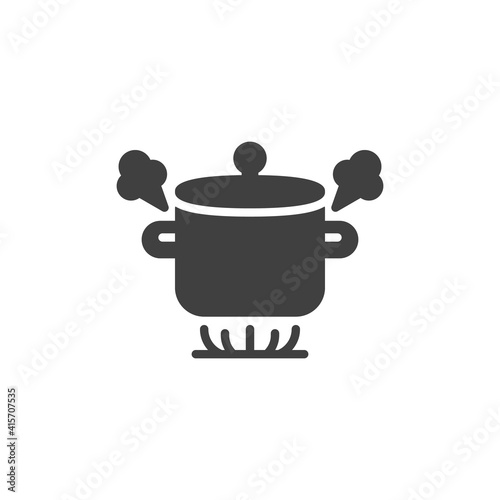 Boiling pot on gas stove vector icon. filled flat sign for mobile concept and web design. Boiling saucepan glyph icon. Symbol, logo illustration. Vector graphics