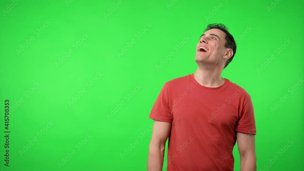 Male member of a sect. Chroma green background. Male member of a sect. Chroma green background.