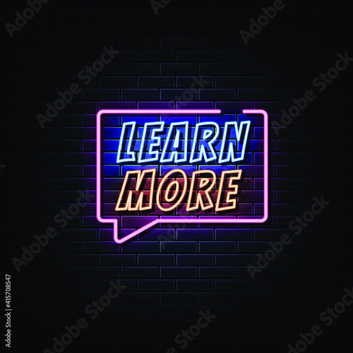 Learn More Neon Signs Style Text Vector