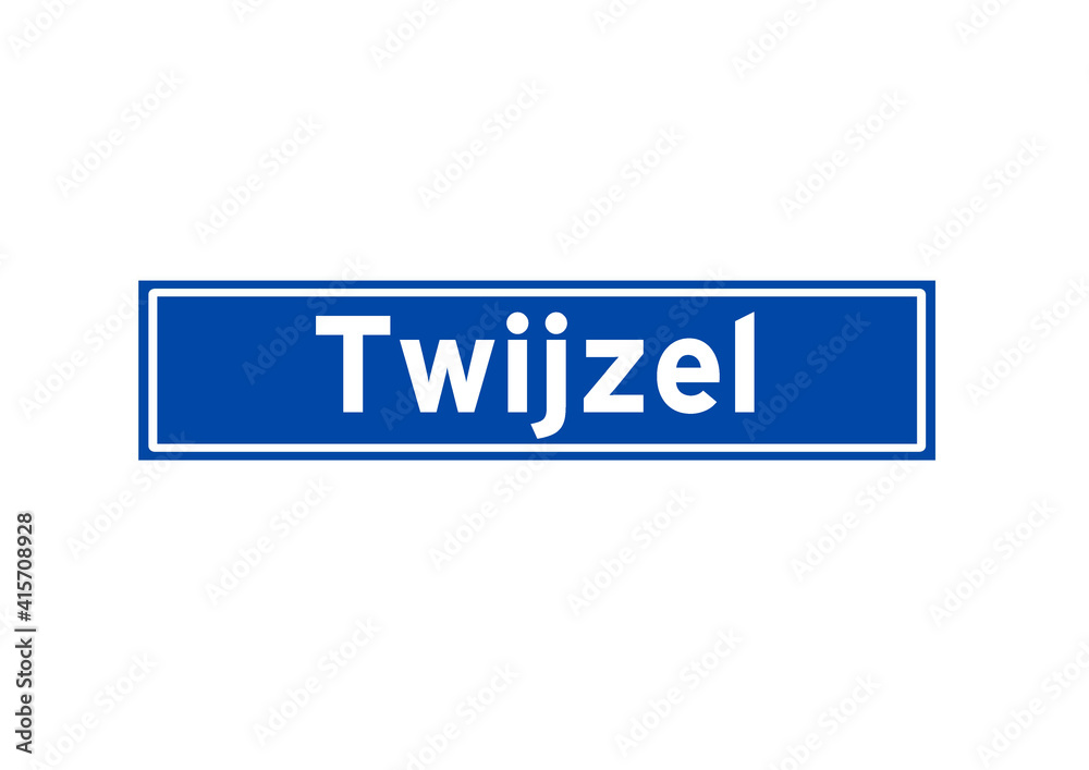 Twijzel isolated Dutch place name sign. City sign from the Netherlands. Twijzel isolated Dutch place name sign. City sign from the Netherlands.