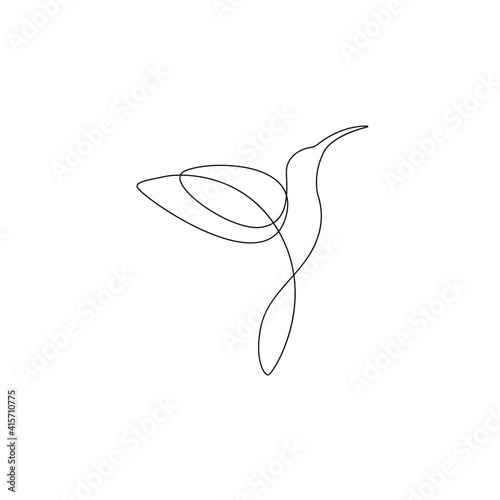 Hummingbird Continuous Line Drawing. Bird Logo Contour Drawing. Single Line Illustration. Vector EPS 10.	