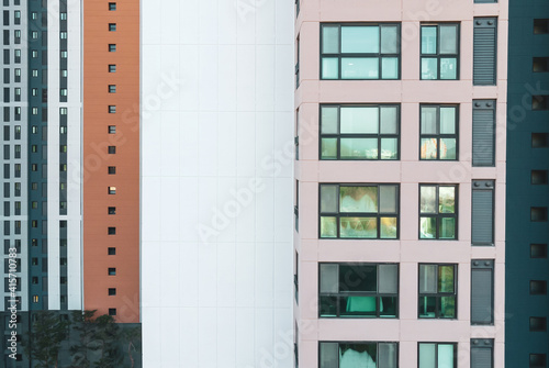 Photography The modern residential apartment complex close-up, front view