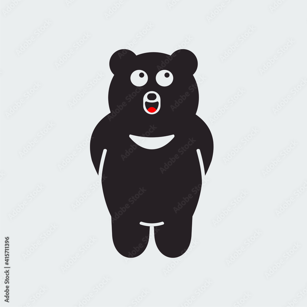vector cute Asian bear mascot character for social media chat stickers