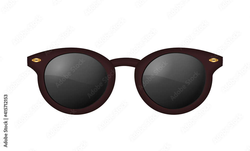 Brown realistic sunglasses. Isolated on white background. Vector.