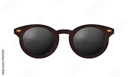 Brown realistic sunglasses. Isolated on white background. Vector.