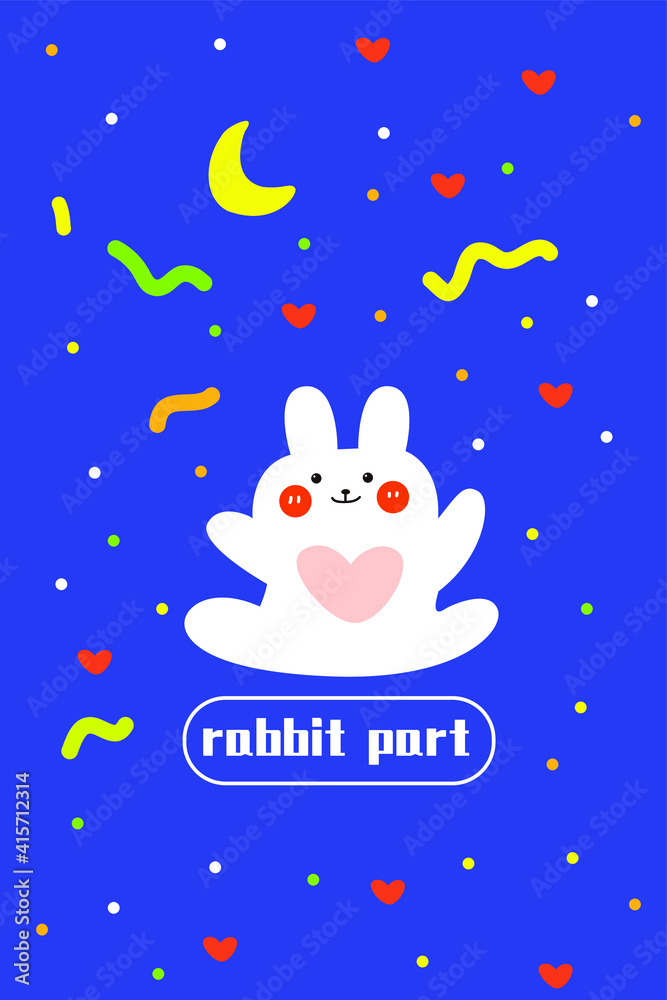 Hand drawn cartoon jumping rabbit creative strip carpet