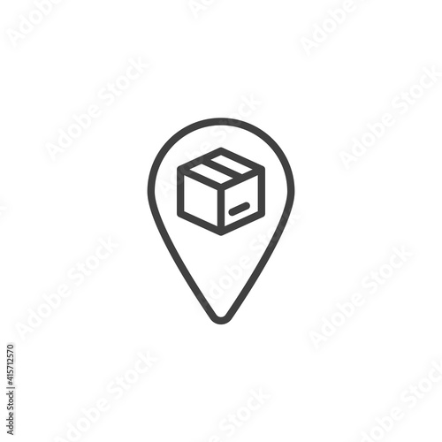 Parcel location line icon. linear style sign for mobile concept and web design. Package delivery tracking outline vector icon. Symbol, logo illustration. Vector graphics