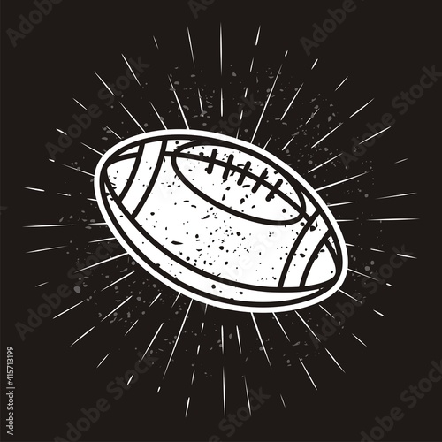 Vintage rugby with sunburst on grunge background